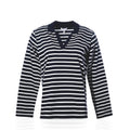 Long Sleeve Polo Shirt - Navy/White Handmade in Maine from Recycled Sails