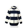 Harborside Waterproof Raincoat - Stripe Navy & White Handmade in Maine from Recycled Sails