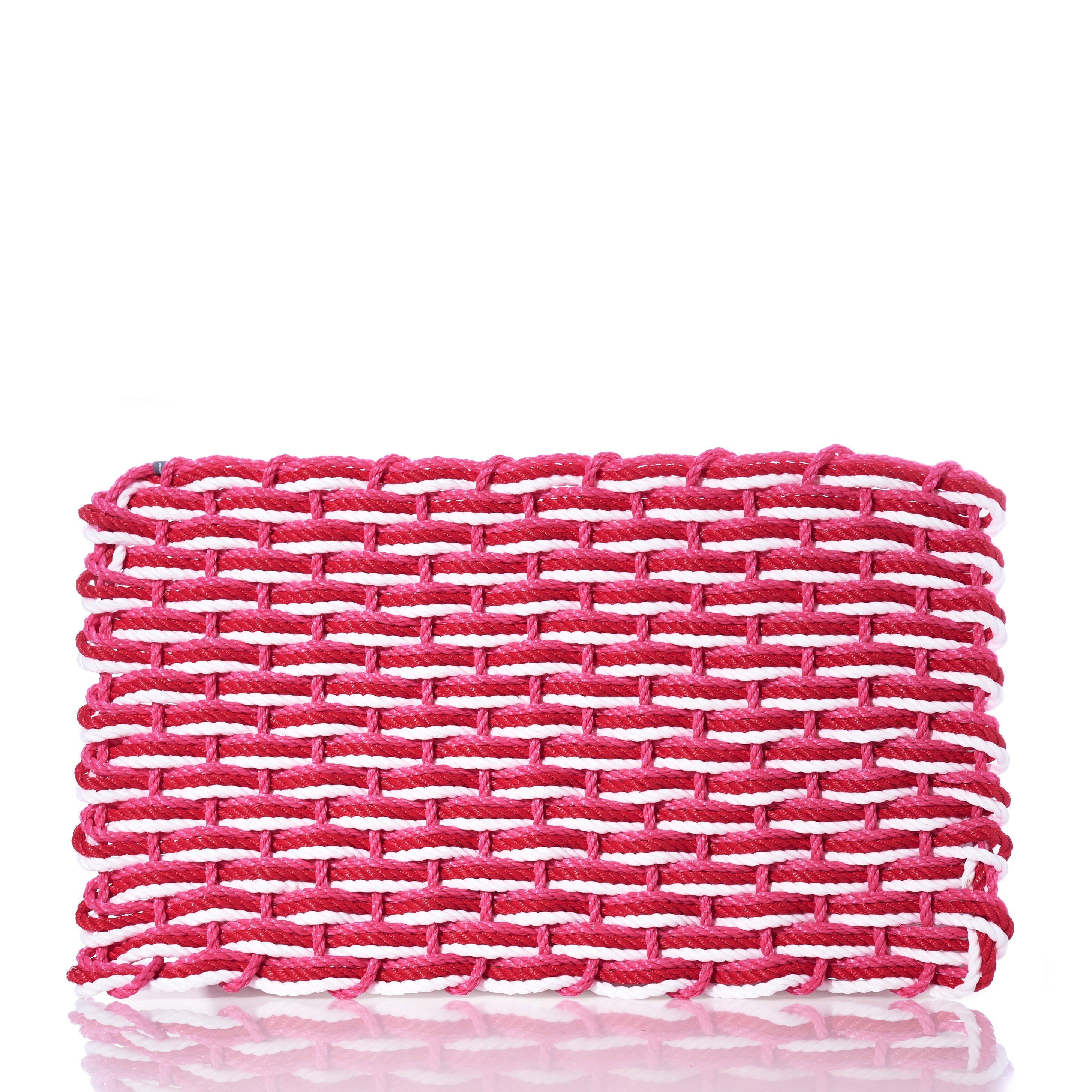Fisherman Rope Mat - Red, Pink, & White Handmade in Maine from Recycled Sails