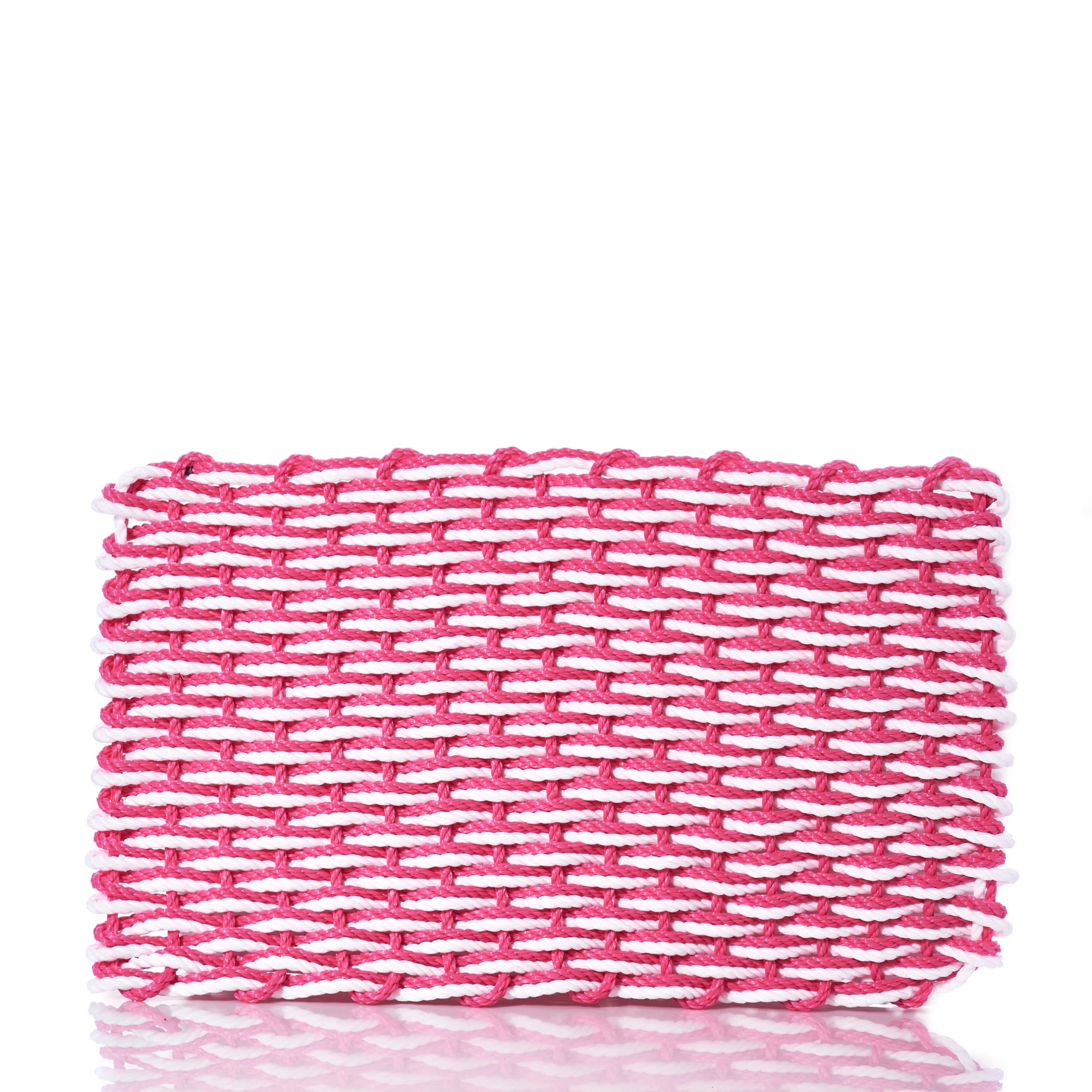 Fisherman Rope Mat - Pink & White Handmade in Maine from Recycled Sails