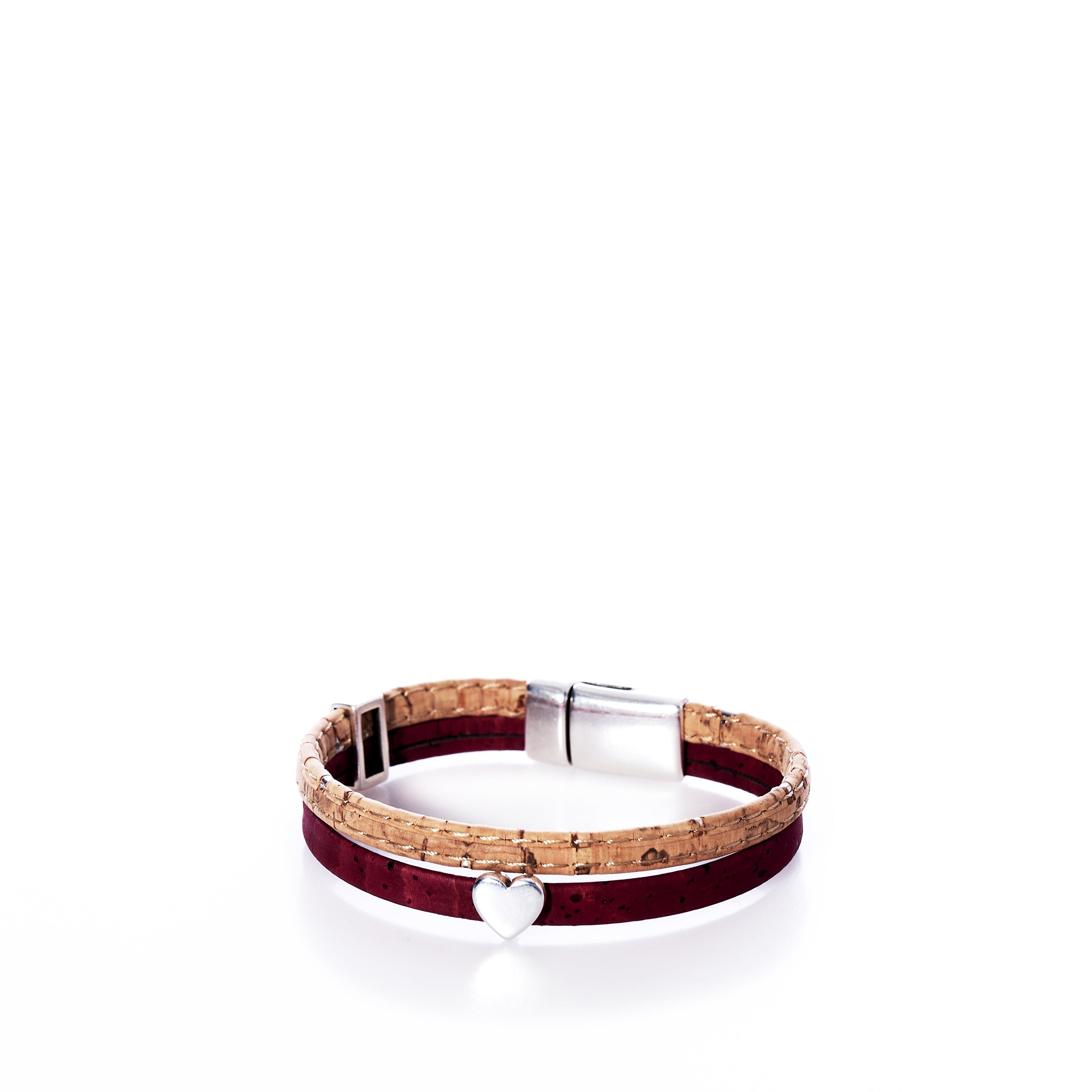 Classic Cork Bracelet - Heart on Wine Handmade in Maine from Recycled Sails