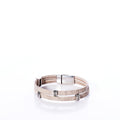 Classic Cork Bracelet - Stripe Bands on White Handmade in Maine from Recycled Sails