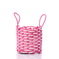 Fisherman Rope Basket - Pink & White Handmade in Maine from Recycled Sails