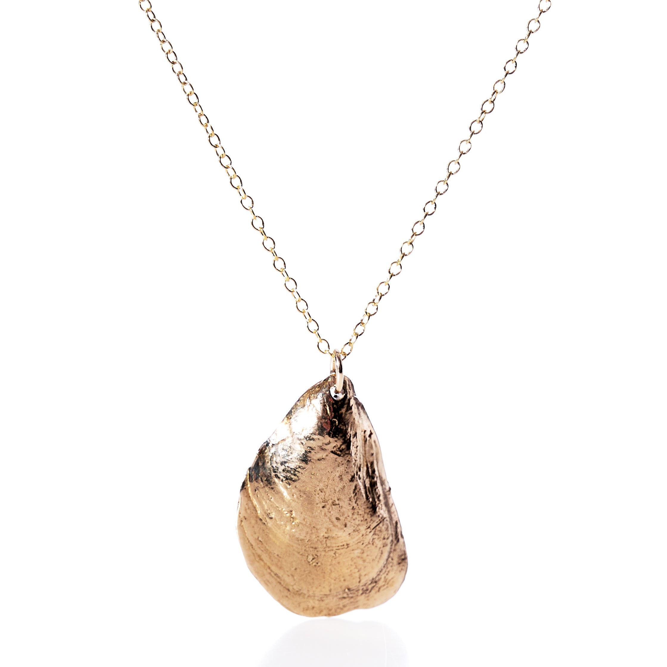 Pendant Necklace - Large Mussel Bronze Handmade in Maine from Recycled Sails