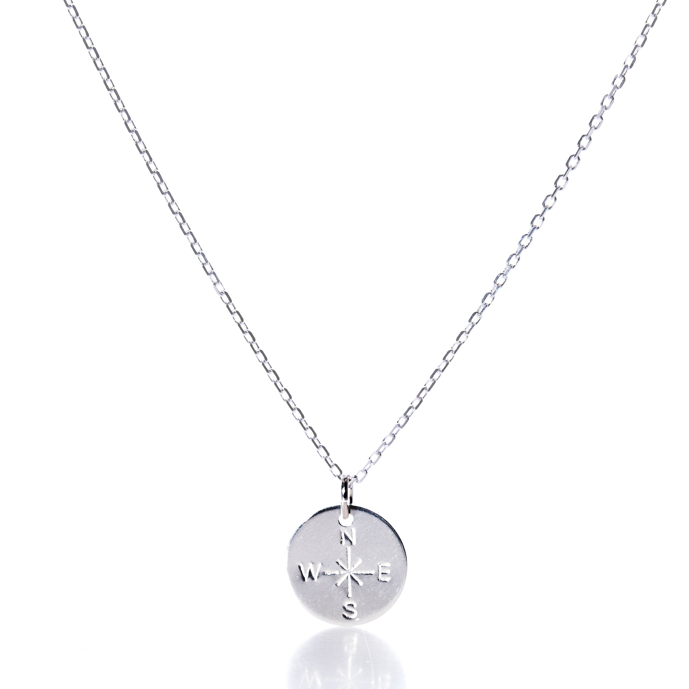 Pendant Necklace - Silver Compass Rose Handmade in Maine from Recycled Sails