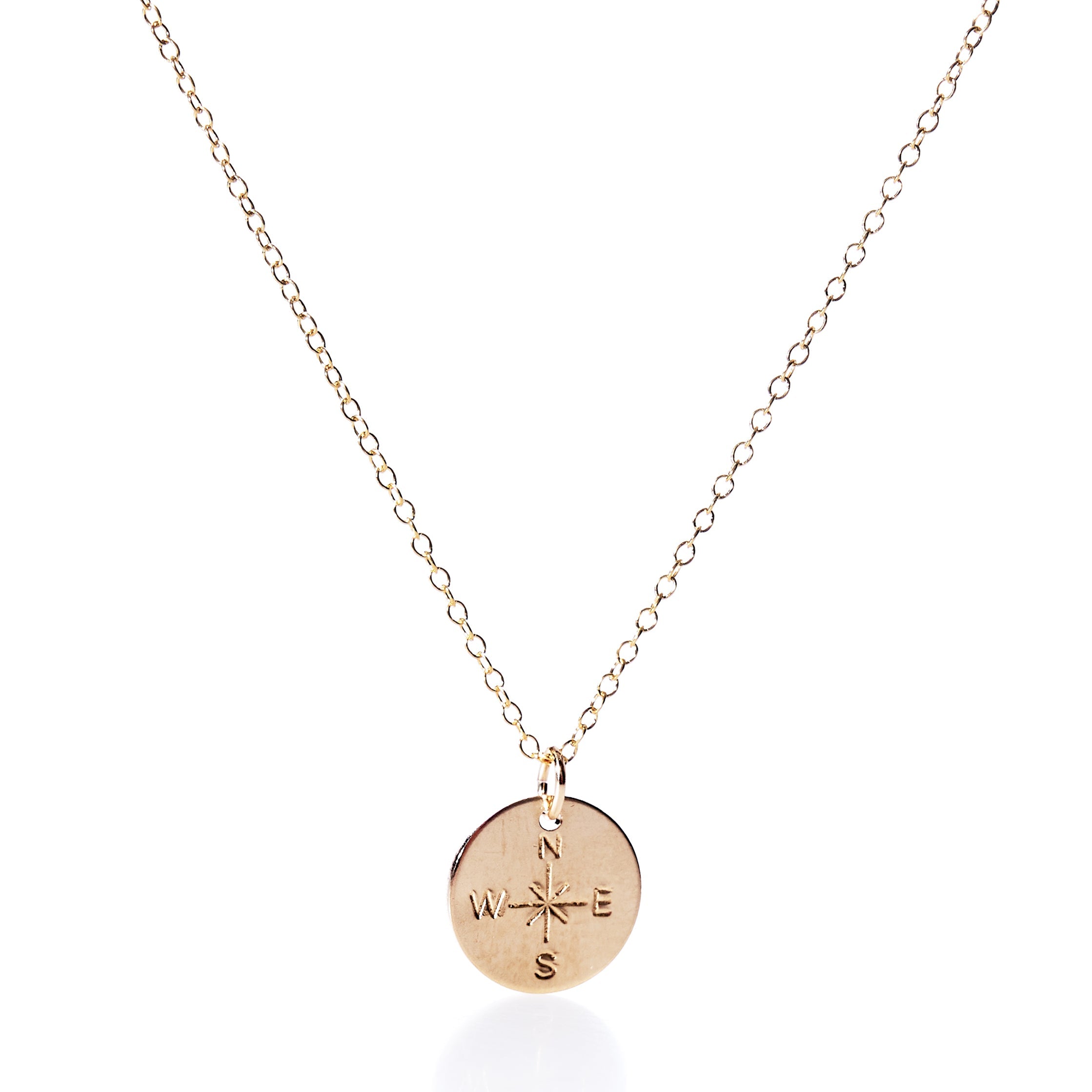 Pendant Necklace - Gold Compass Rose Handmade in Maine from Recycled Sails