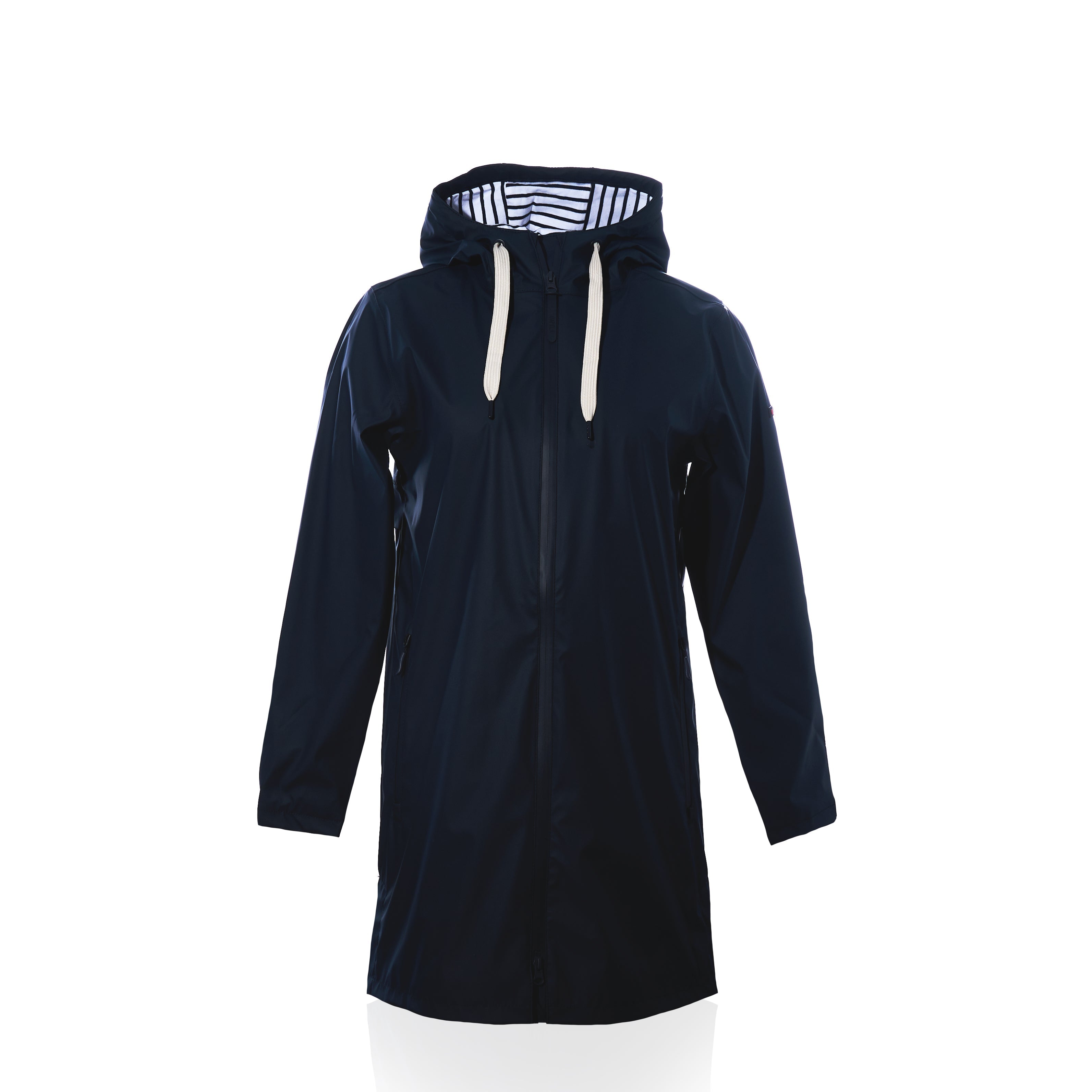 Harborside Waterproof Raincoat - Navy Handmade in Maine from Recycled Sails