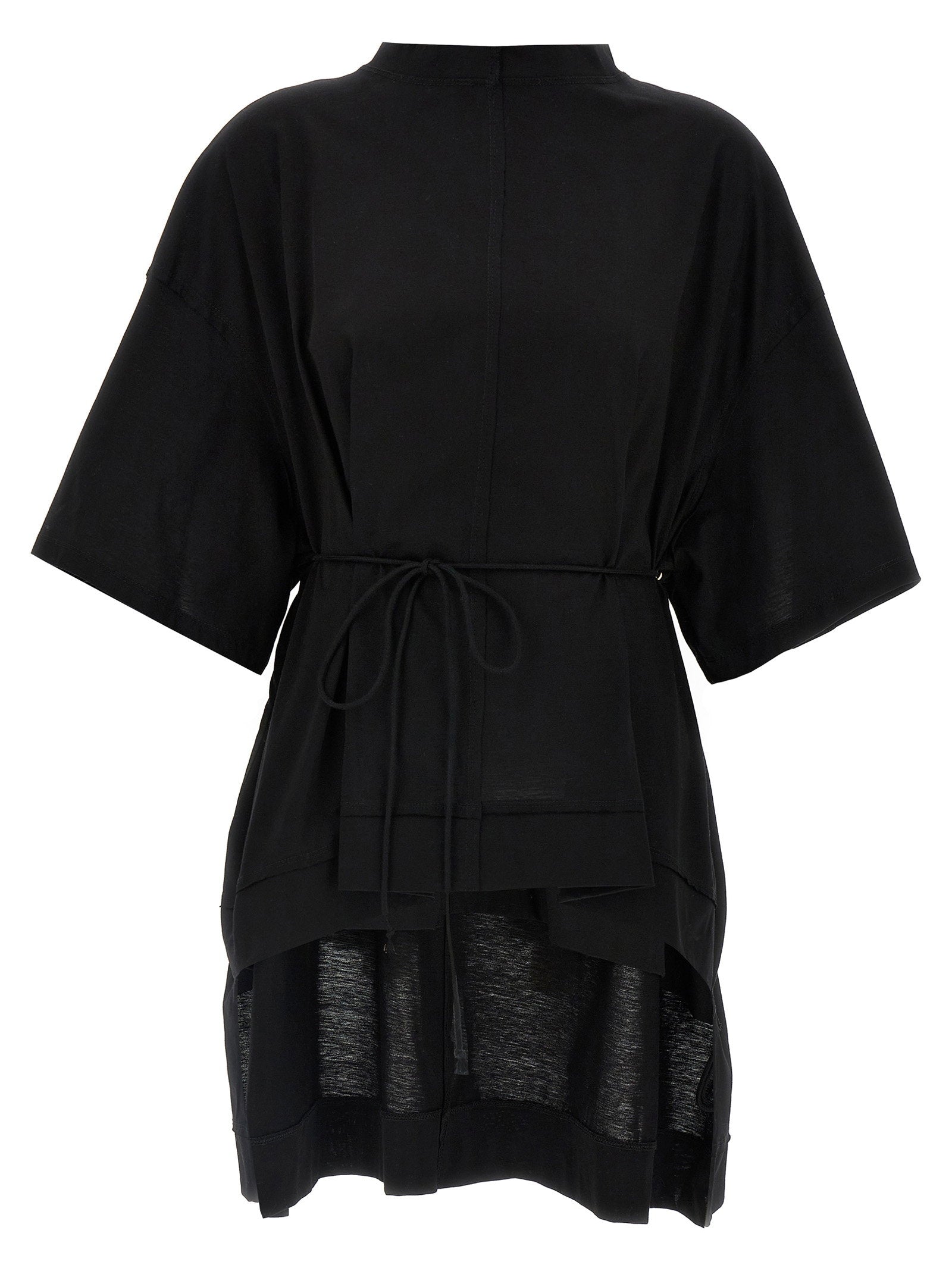 Di.la3 Pari' Asymmetric Cotton T-Shirt — Black