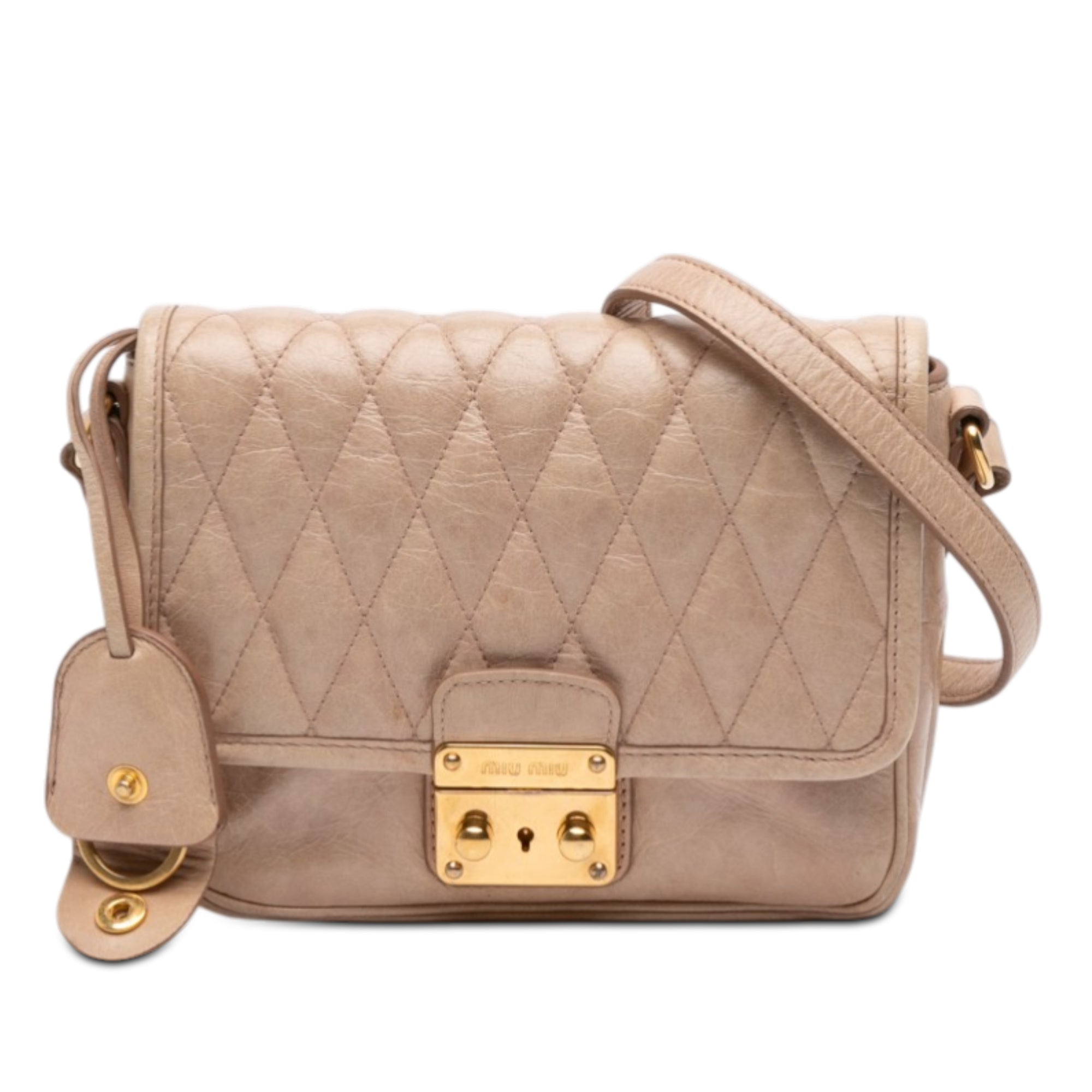 Quilted Leather Push Lock Flap