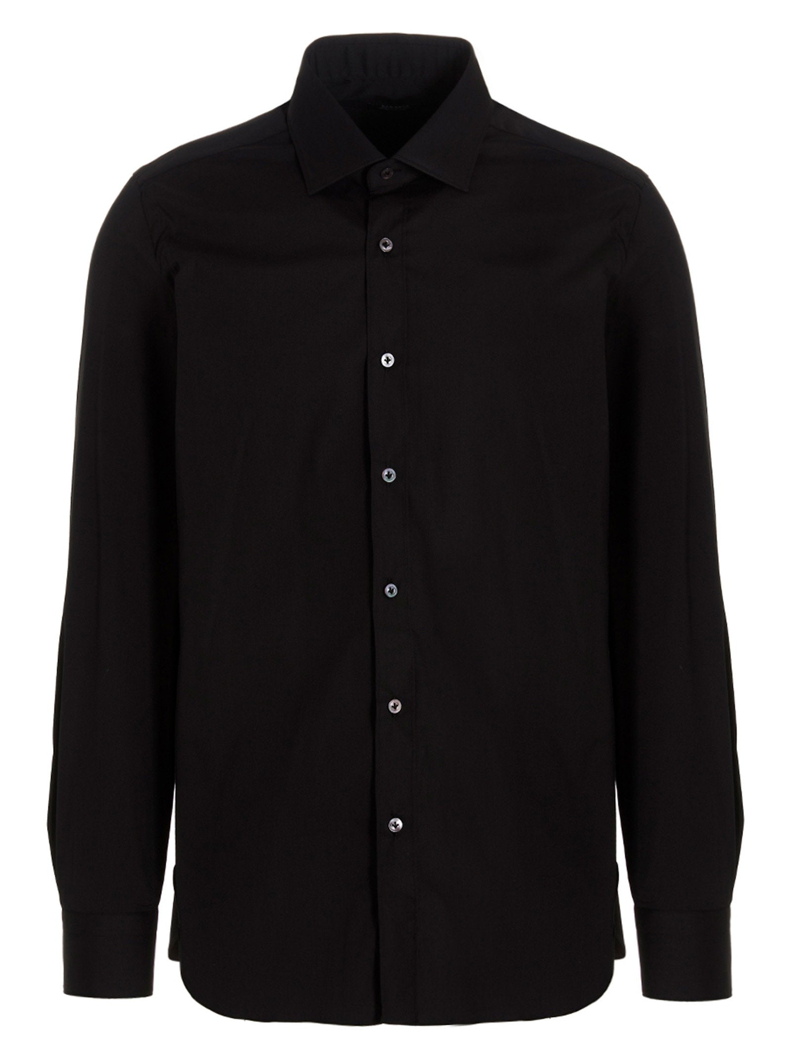 Barba Cotton Poplin Shirt — Black