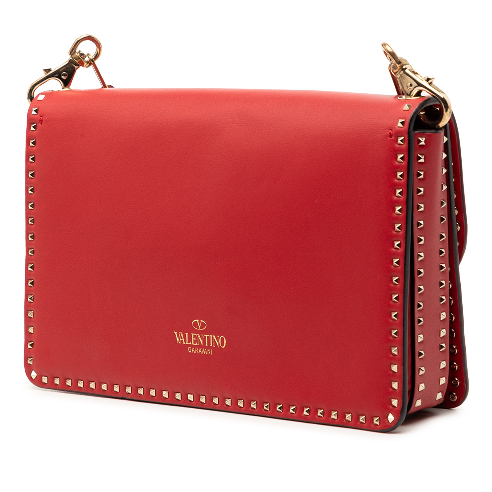 Leather Rockstud Turnlock Chain Crossbody
