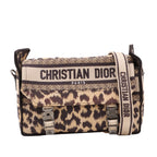 Mizza Small Embroidered Canvas Leopard DiorCamp Messenger Bag
