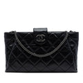 Quilted Glazed Calfskin Coco Pleats Chain Clutch