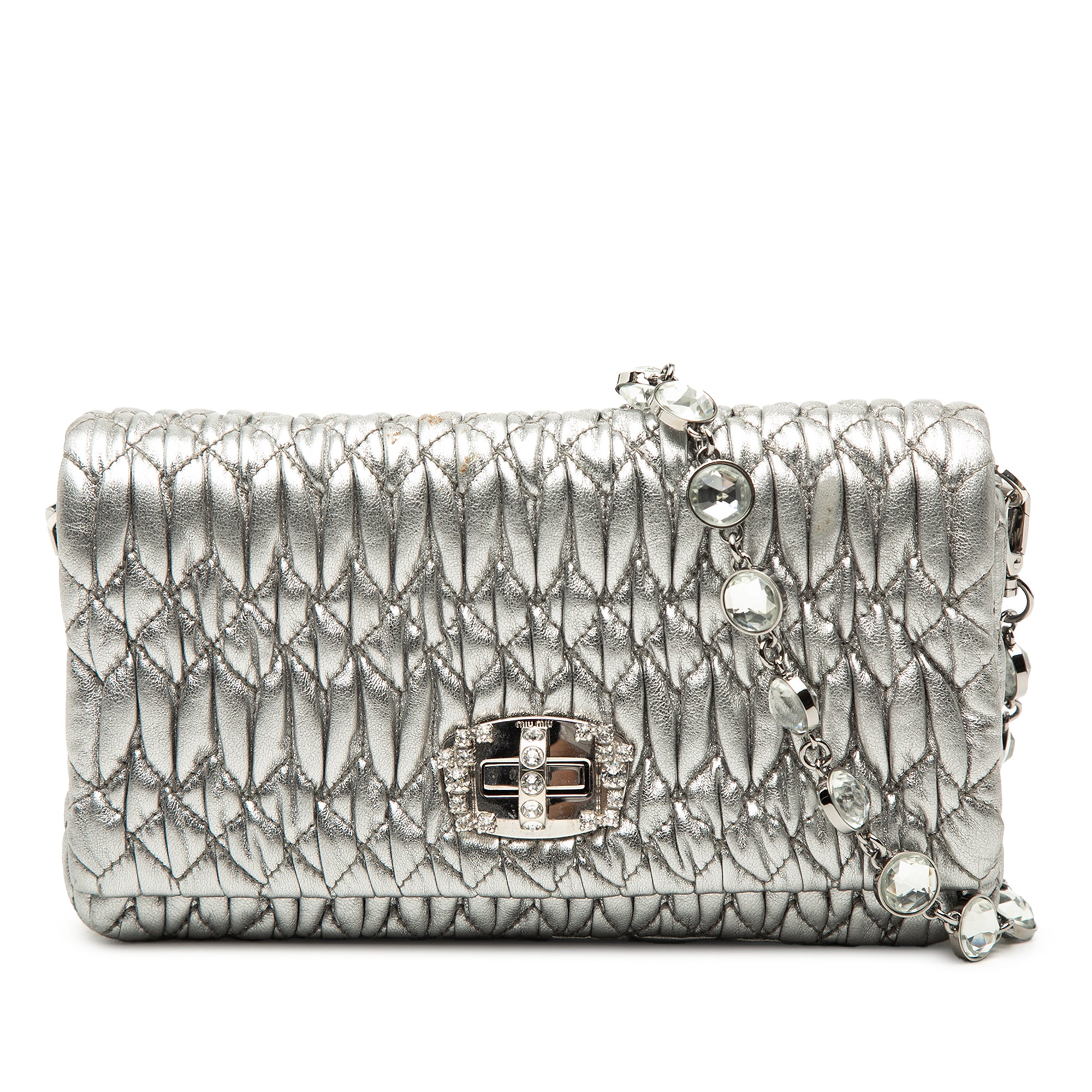 Matelasse Nappa Crystal Chain Shoulder Bag