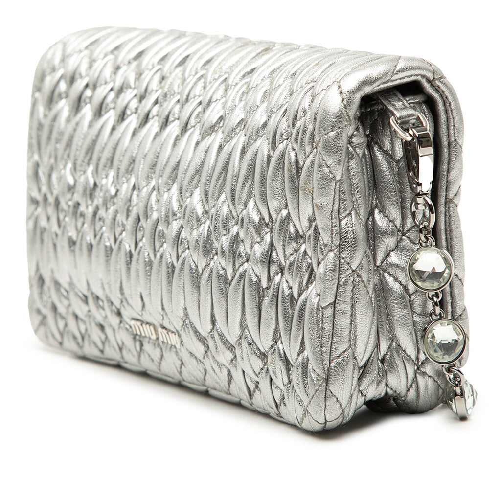 Matelasse Nappa Crystal Chain Shoulder Bag