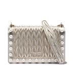 Metallic Nappa Matelasse Faux Pearl Flap Crossbody