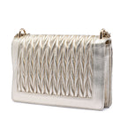 Metallic Nappa Matelasse Faux Pearl Flap Crossbody