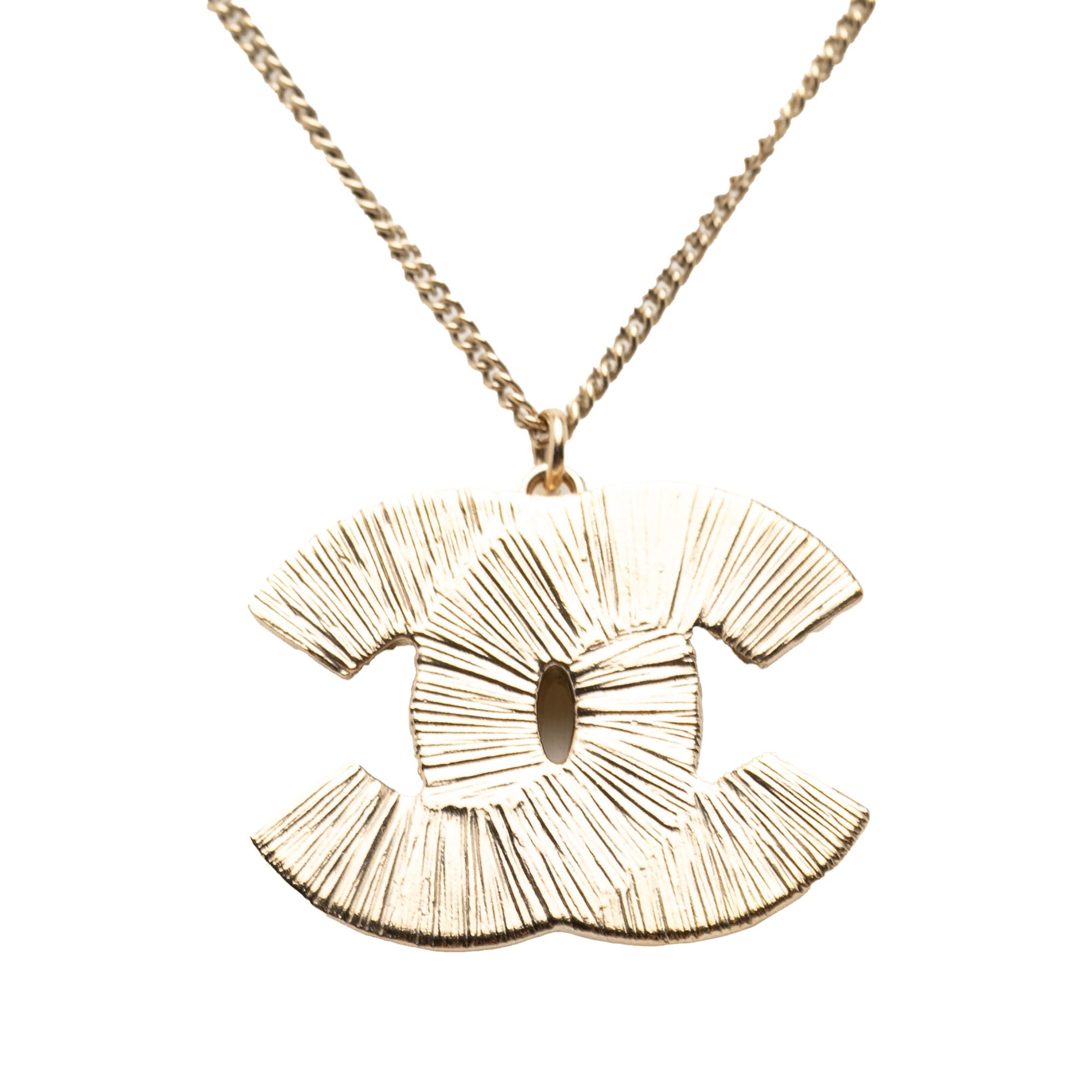Gold Plated Gripoix CC Pendant Necklace