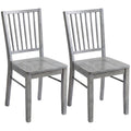 Set of 2 Ergonomic Armless Rubberwood Dining Chairs in Rustic Gray