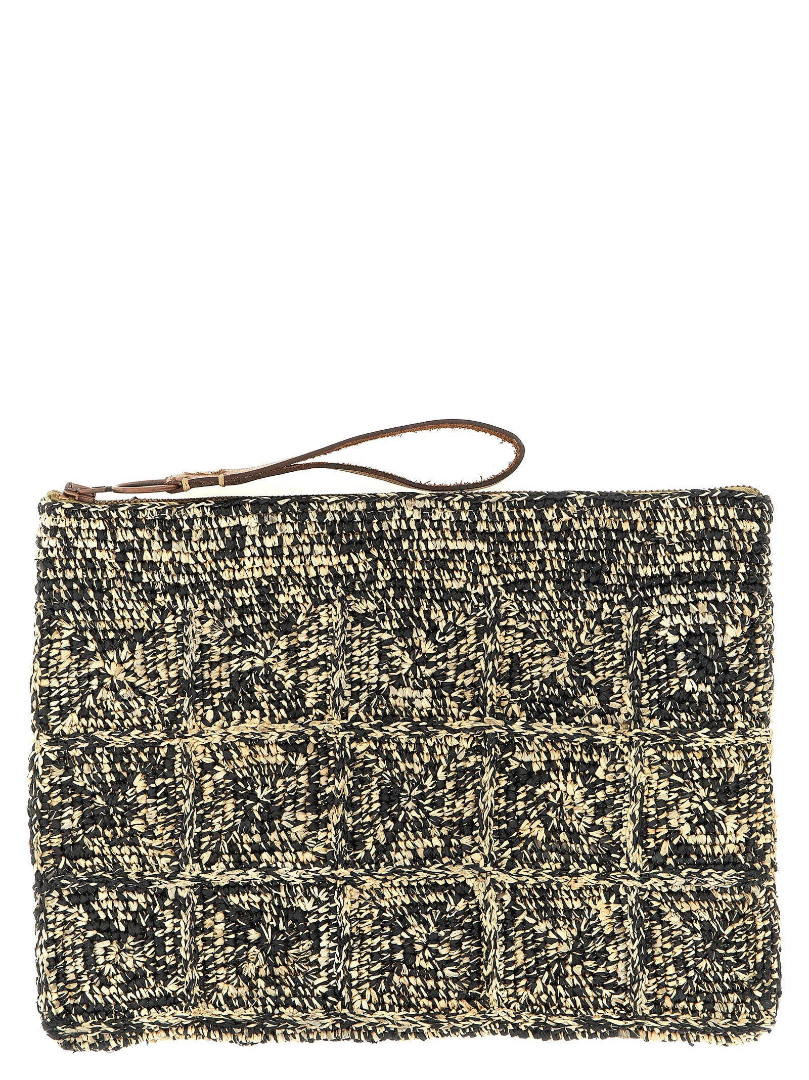 Ibeliv Crocheted Raffia Clutch — Black