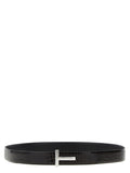 Tom Ford Reversible Crocodile Leather Belt — Black