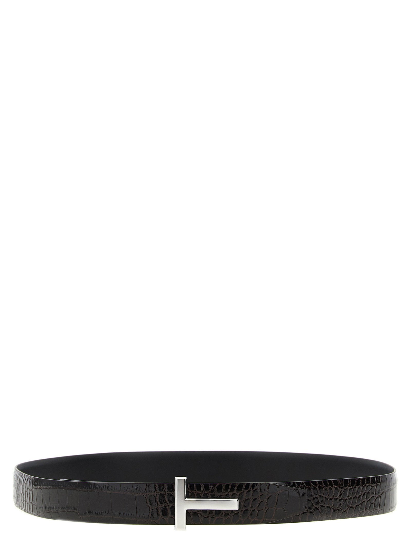 Tom Ford Reversible Crocodile Leather Belt — Black