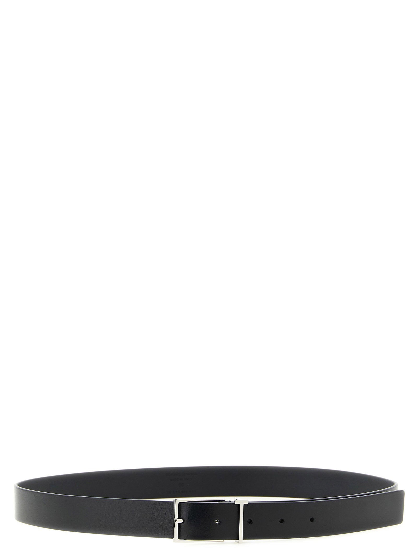 Tom Ford Palladium T-Buckle Calf Leather Belt — Black