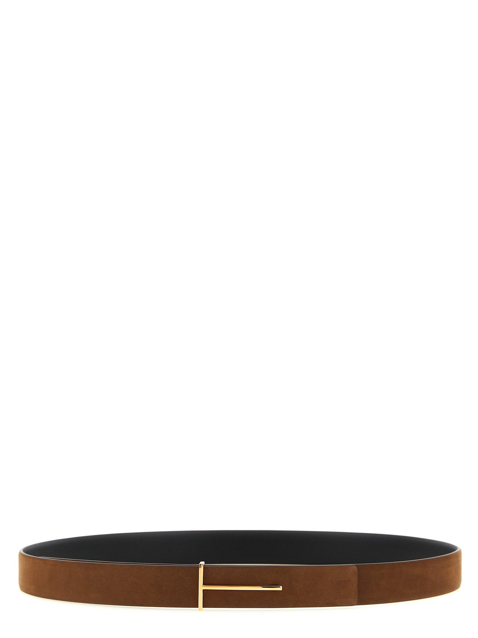 Tom Ford Reversible Slim T Belt — Brown