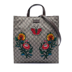 GG Supreme Butterfly and Flower Embroidery Convertible Soft Tote