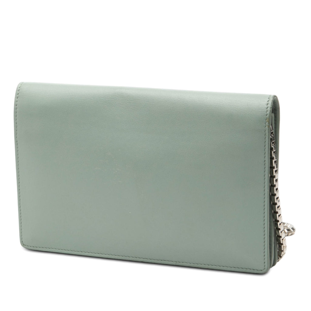 Leather Metal Plate City Wallet on Chain