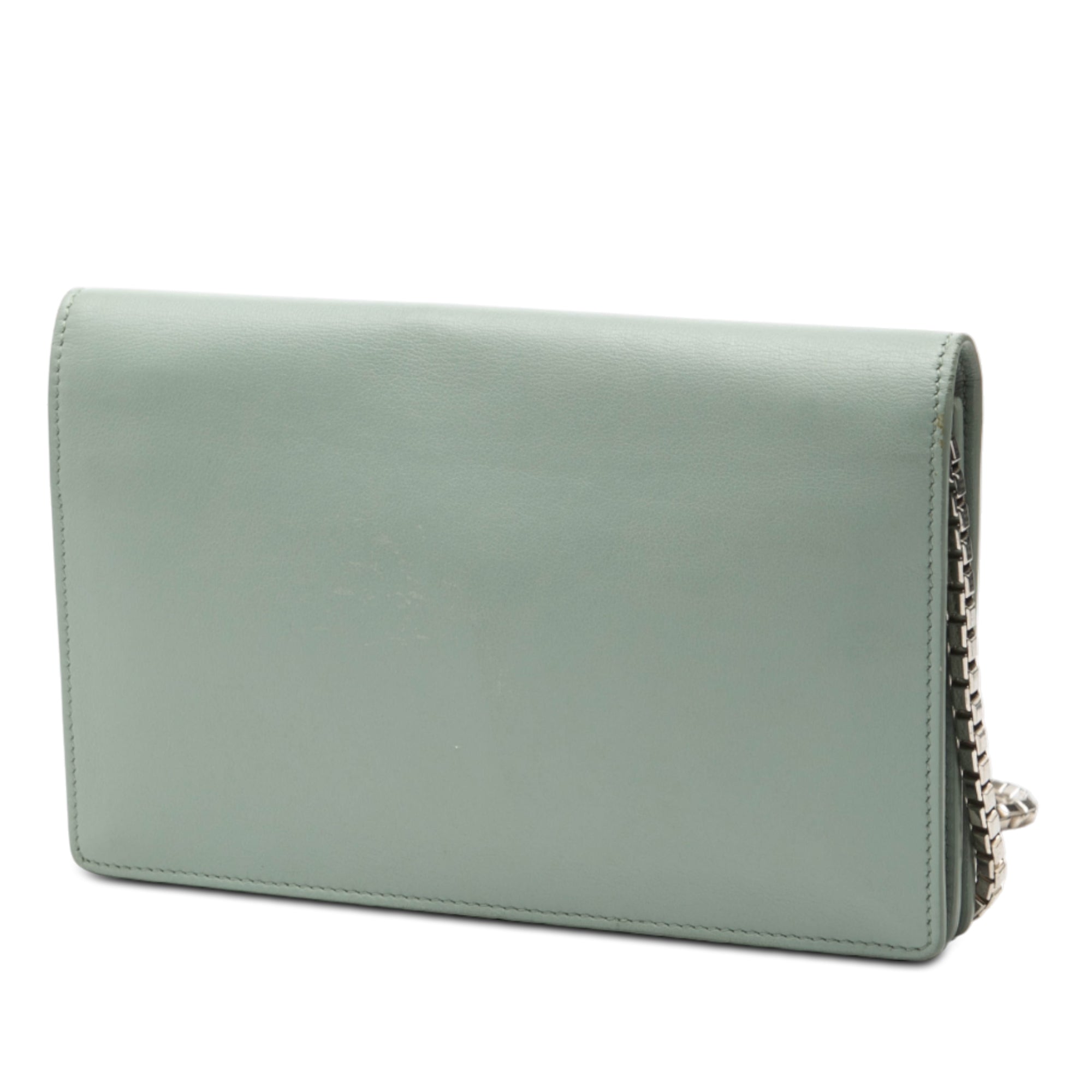 Leather Metal Plate City Wallet on Chain