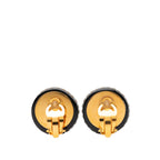 CC Resin and Crystal Round Clip On Earrings