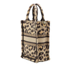 Mizza Mini Embroidered Canvas Leopard Vertical Book Tote