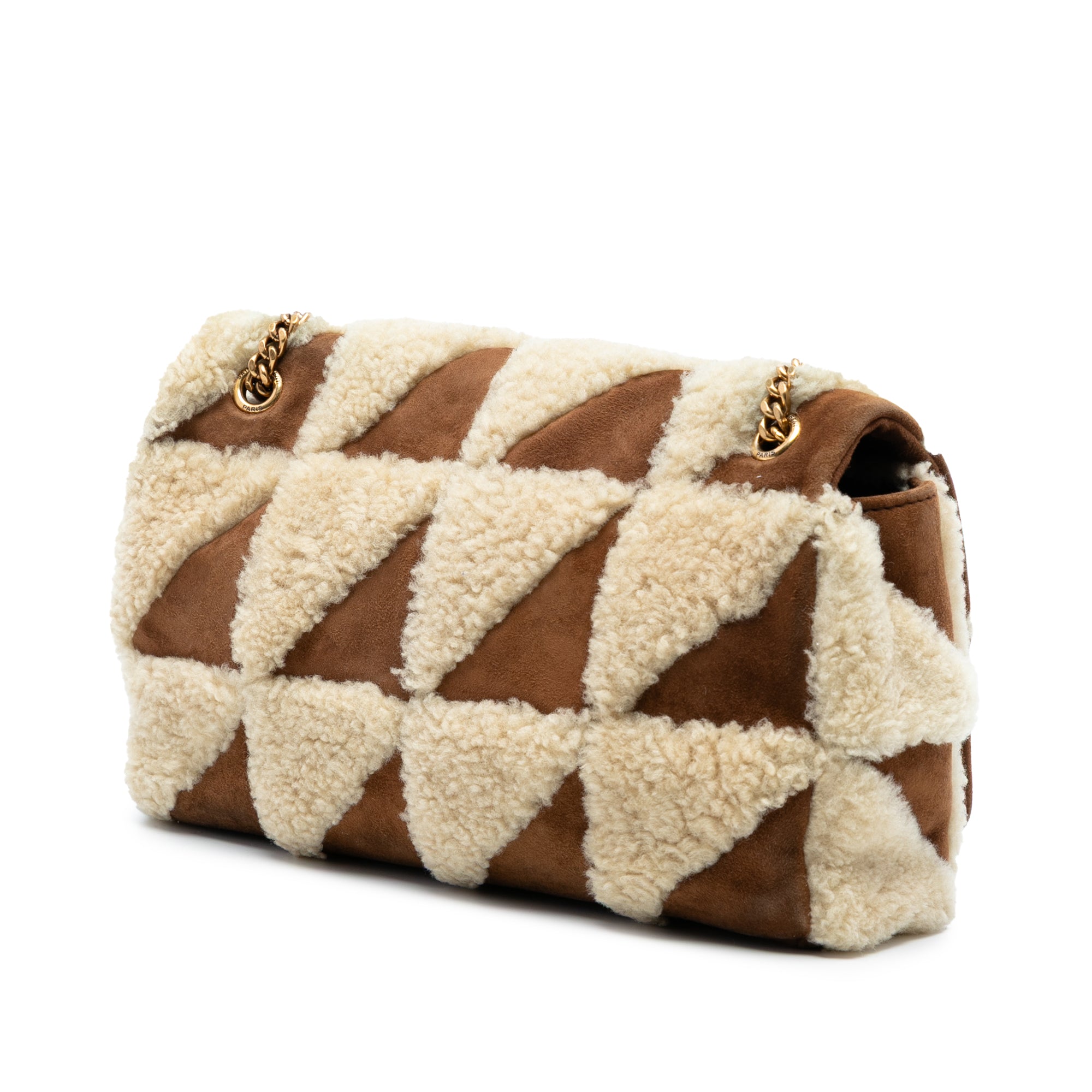 Medium Suede and Shearling Patchwork Jamie Shoulder Bag