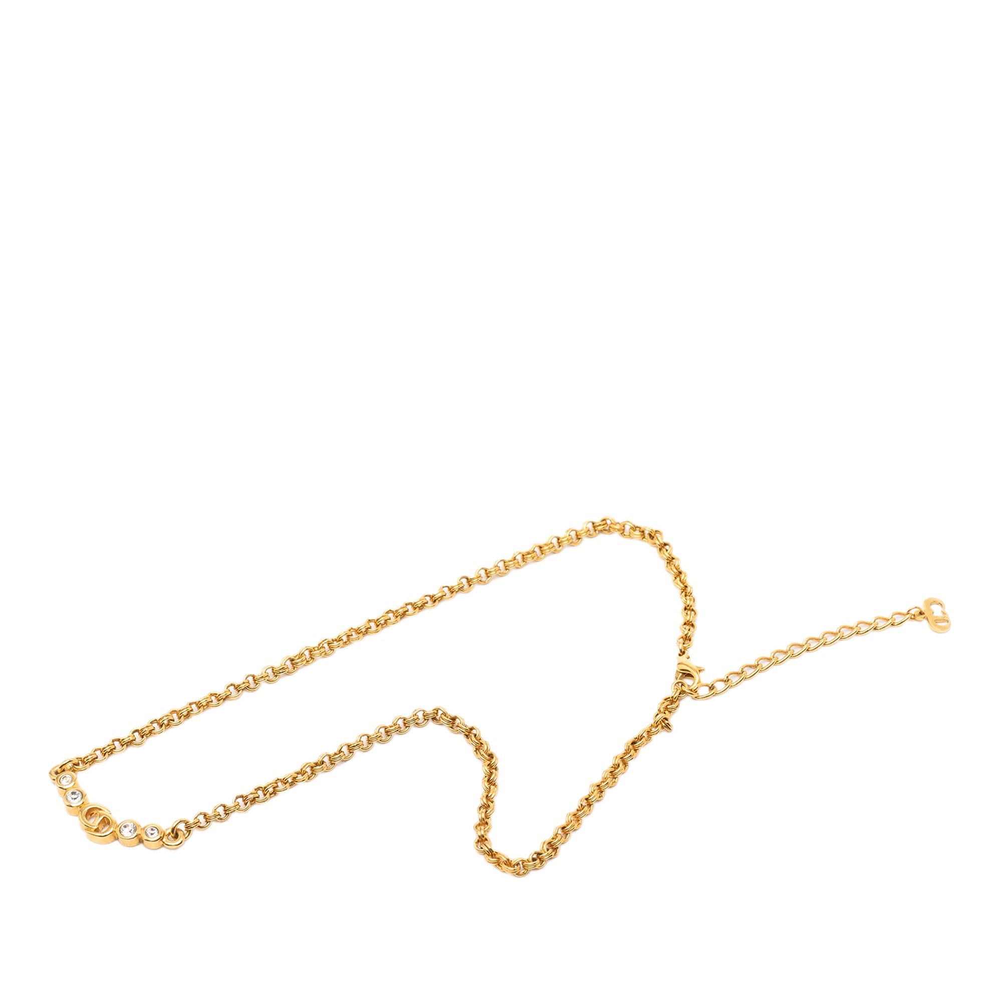 Gold Plated Rhinestone CD Pendant Necklace