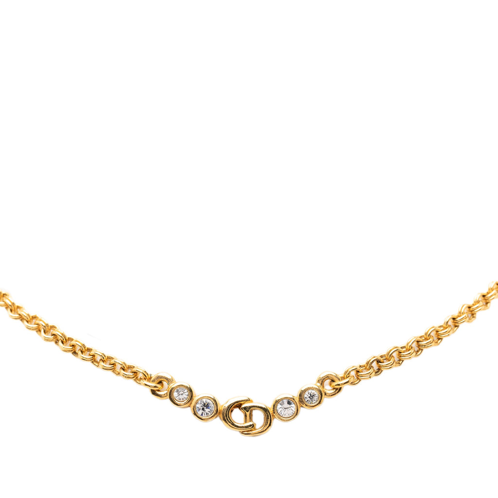 Gold Plated Rhinestone CD Pendant Necklace