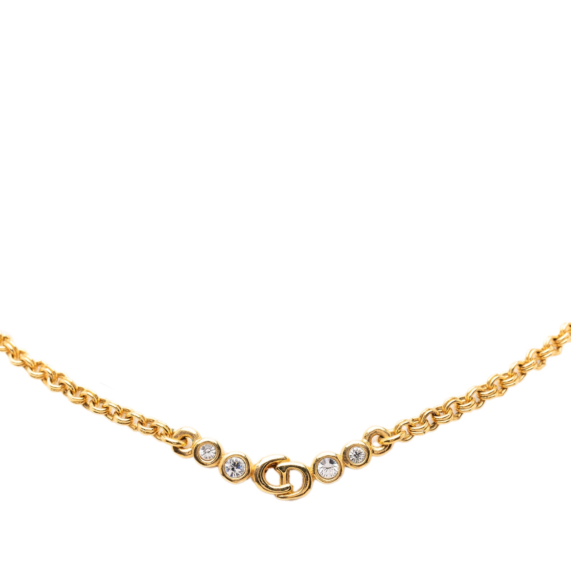 Gold Plated Rhinestone CD Pendant Necklace