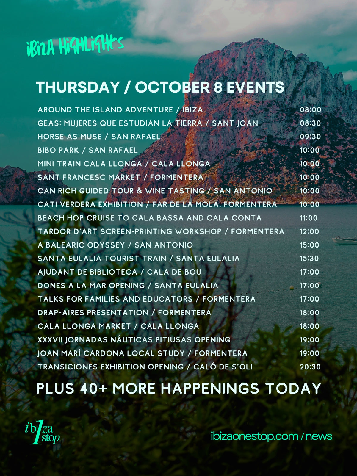 Thursday, October 8, 2026 Ibiza & Formentera Events: Cala de Bou Fiestas, Culture, Markets, Live Music, Boat Trips & More