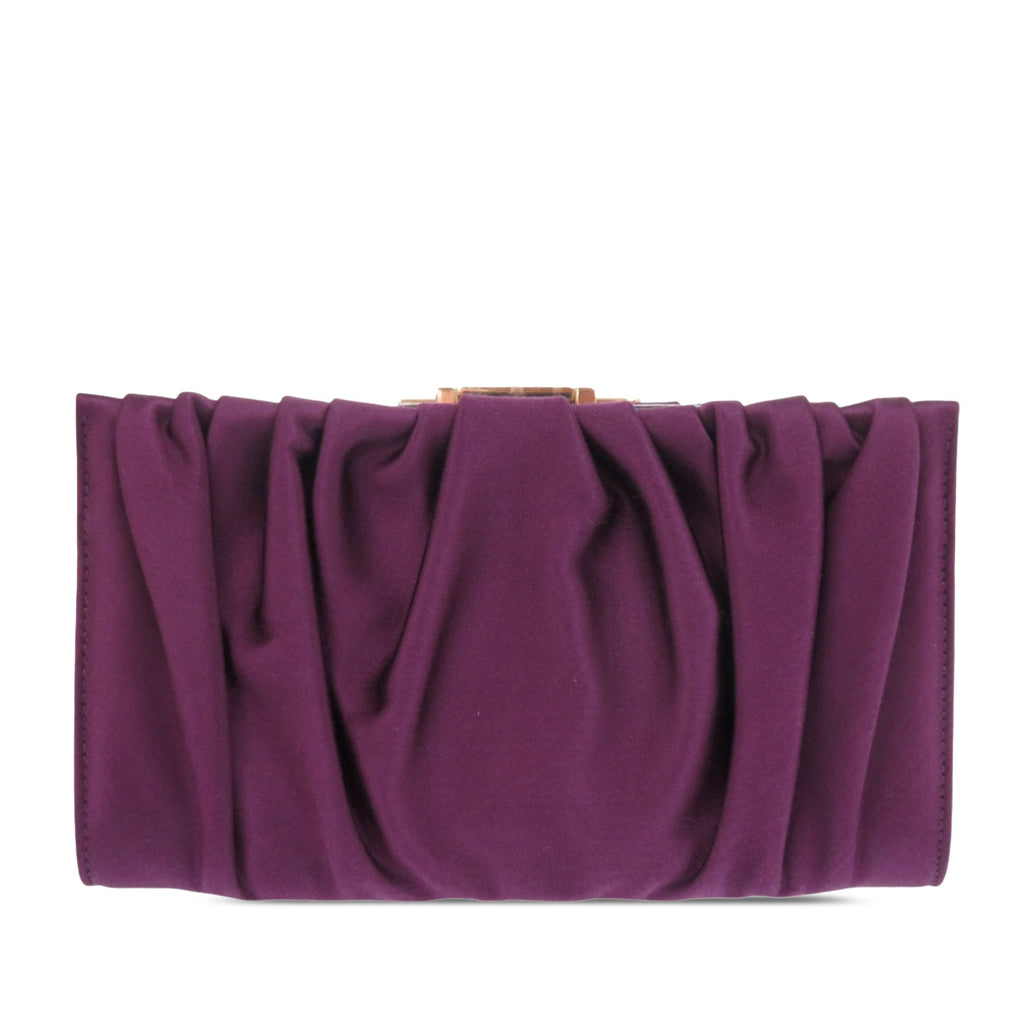 Satin Gancini Clutch with Chain