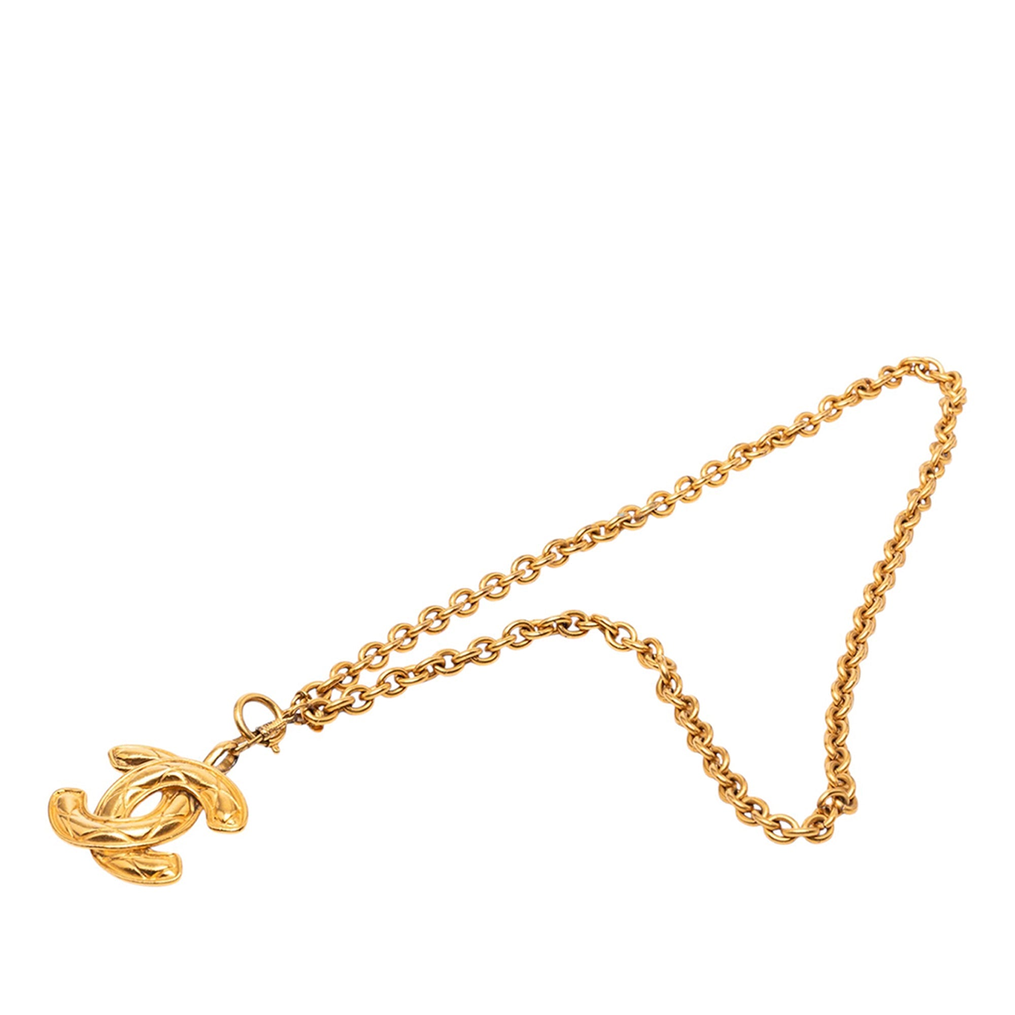 CC Gold Plated Quilted Pendant Necklace