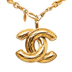 CC Gold Plated Quilted Pendant Necklace