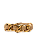 CC Gold Plated Leather Woven Chain Bracelet