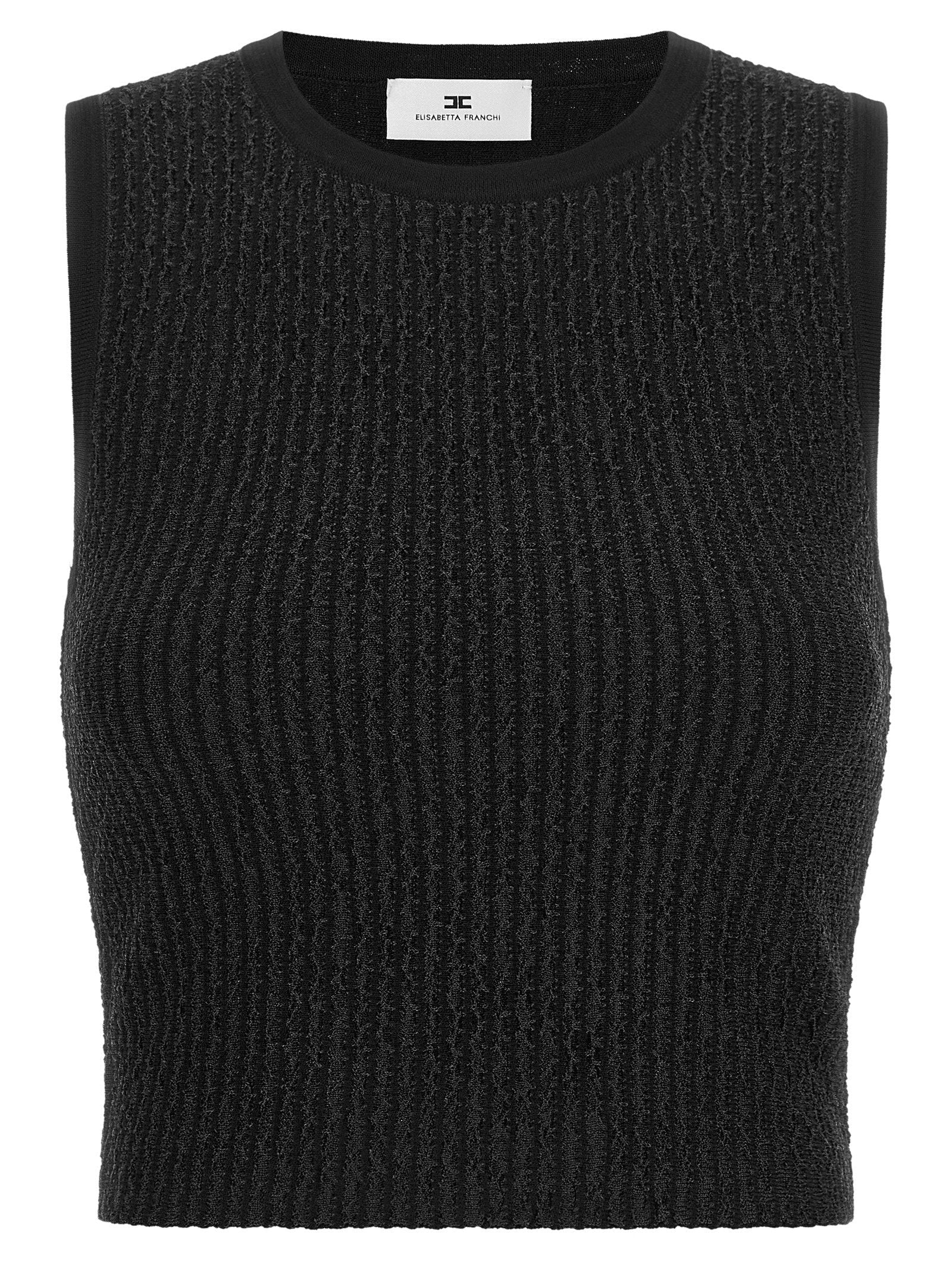 Elisabetta Franchi Ribbed Knit Tank Top — Black