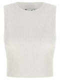 Elisabetta Franchi Ribbed Crop Tank Top — White