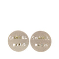 Brass Cut Out Logo Round Clip On Earrings