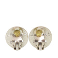 Brass Cut Out Logo Round Clip On Earrings