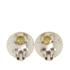 Brass Cut Out Logo Round Clip On Earrings