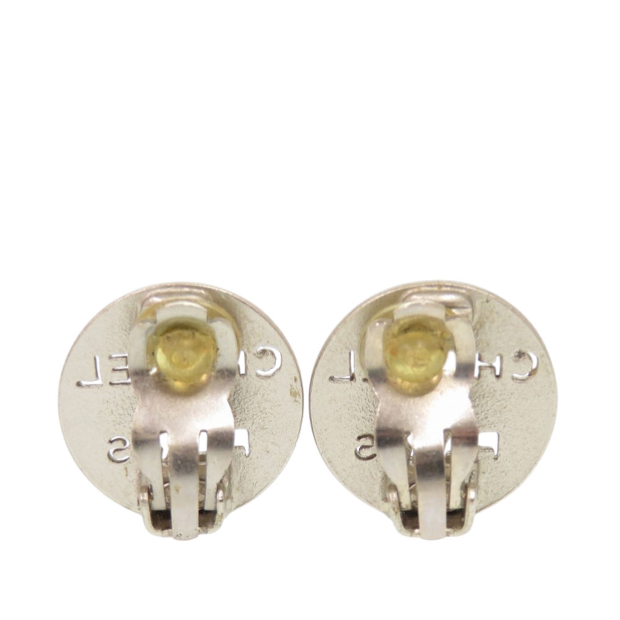 Brass Cut Out Logo Round Clip On Earrings
