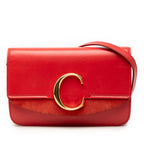 Small Calfskin and Suede C Clutch With Chain