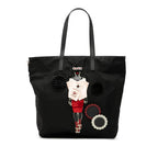 Saffiano Trimmed Tessuto Applique Tote